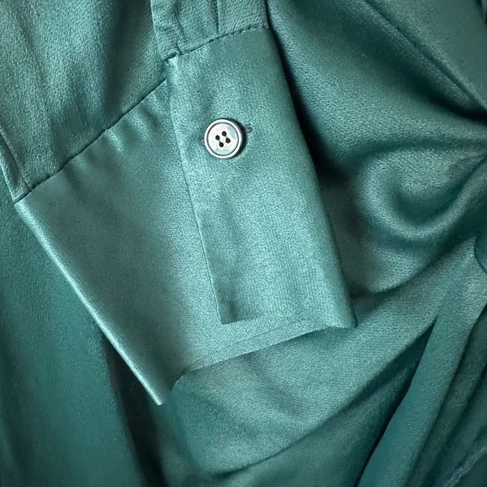 ZARA Limited Edition Green Long Sleeves Maxi Wrap Around Medium Cocktail Dress - Picture 8 of 13